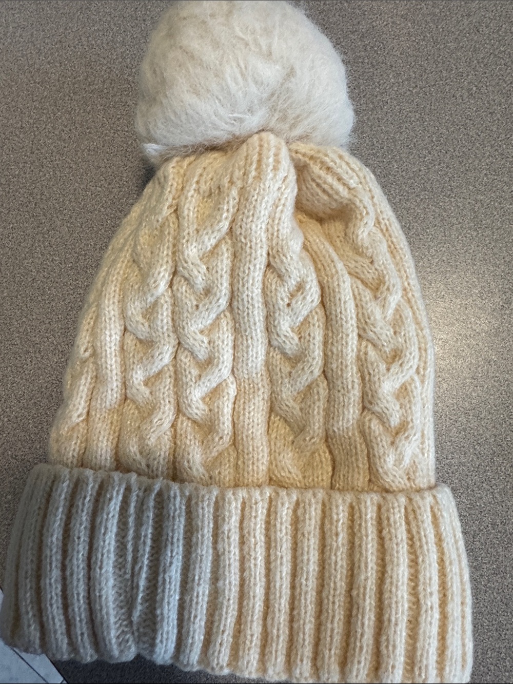 Kids Cream Cable-Knit Pom Beanie - Brand